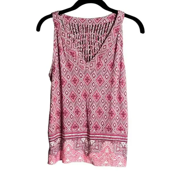 Skies Are Blue Dark Pink and White Sleeveless Tunic Size Small Petite - Picture 1 of 8